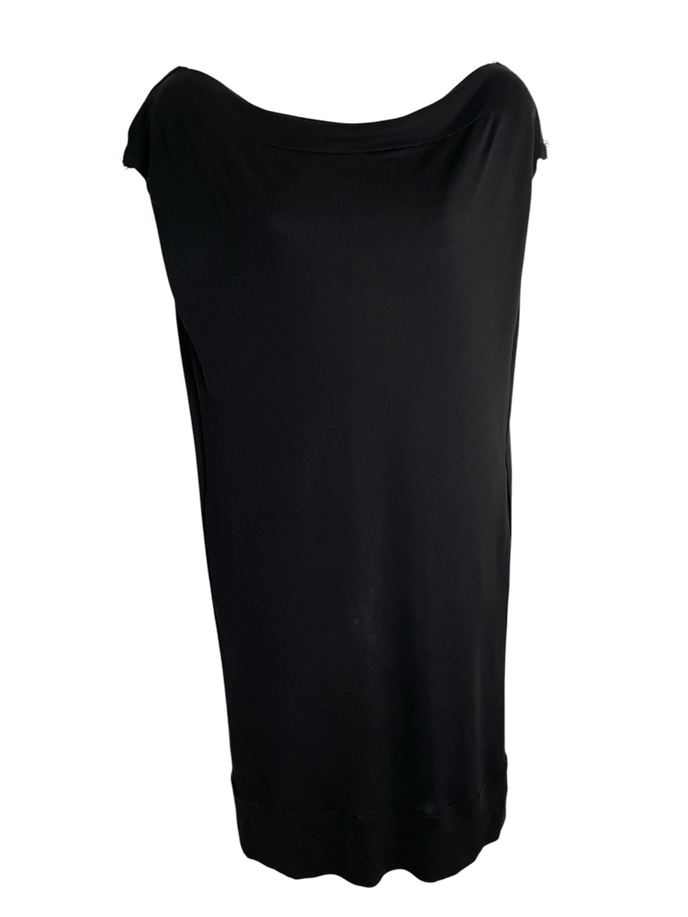 Diane Von Furstenberg Black Midi Boatneck Dress Zipper Shoulder Detail Size 2